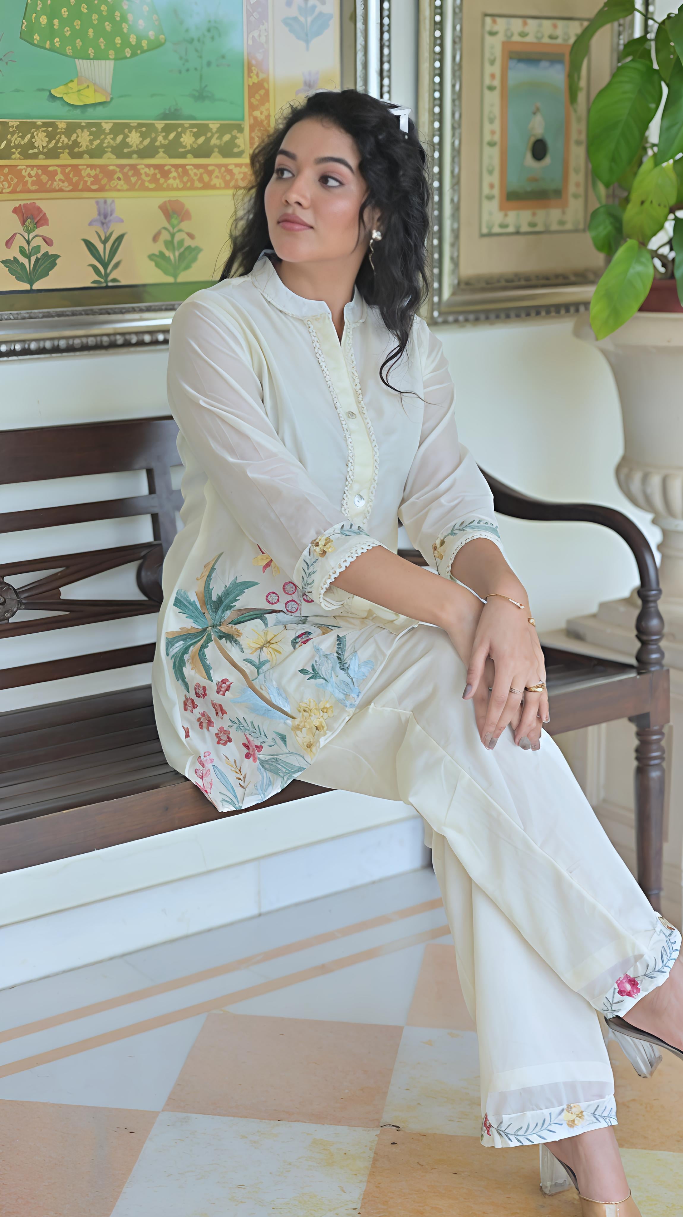 Elegant Belveera mulchanderi co-ord set for women with floral embroidery, perfect for casual wear